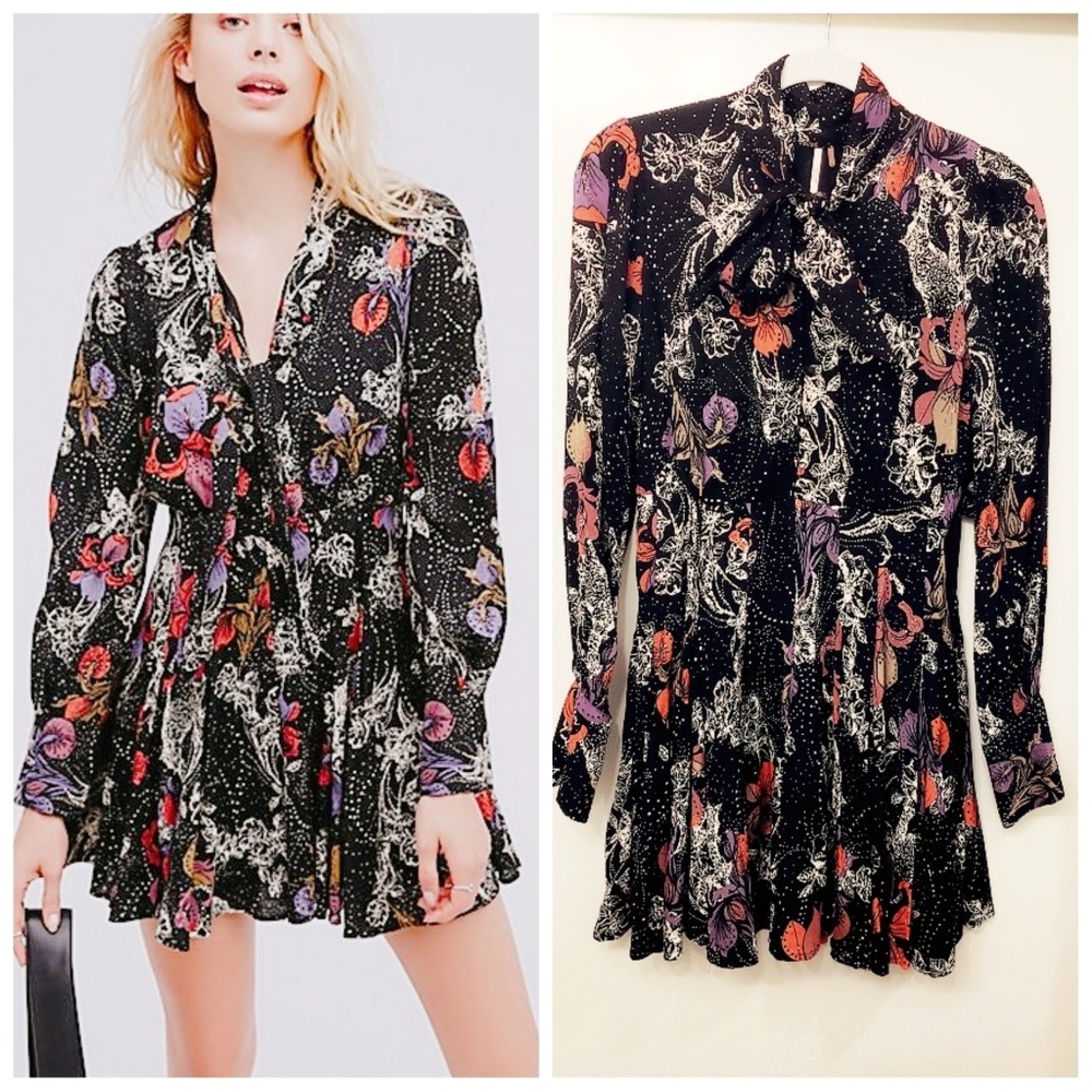 Free People Odessa Pleated Mini Black Combo